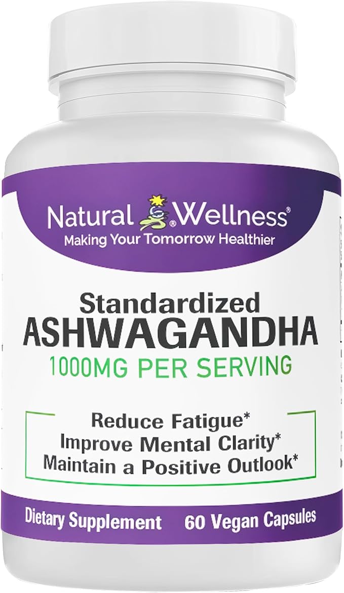 Natural Wellness Ashwagandha Root Extract 1000 mg – Supports Stress Relief, Mood, Sleep, and Energy – 60 Vegan Capsules, 30-Day Supply