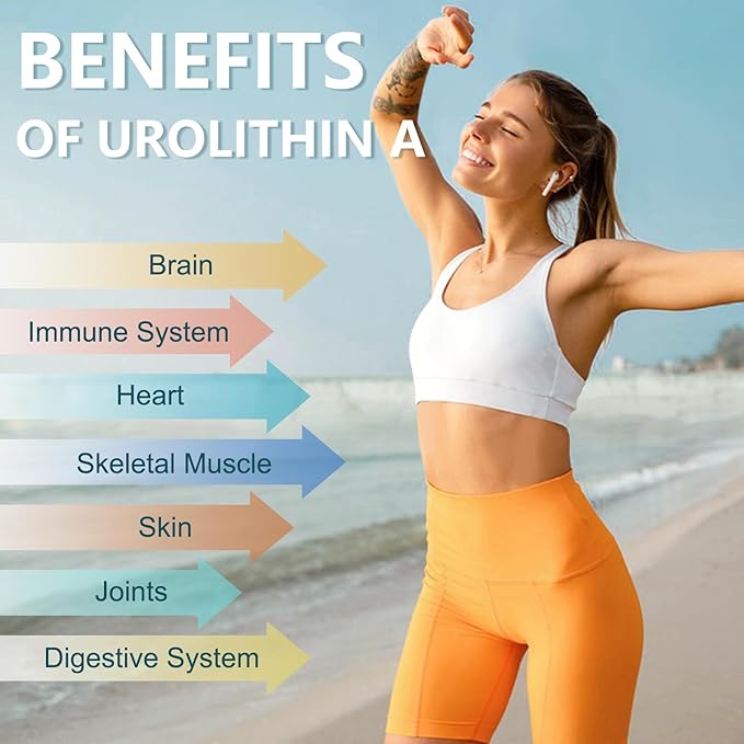 Urolithin A Supplement 1000mg with NAD+,CoQ10,Resveratrol,PQQ Supplement for Men Women 120 Softgels for Muscle Energy Antioxidants High Bioavailability