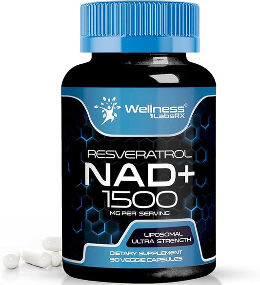NAD Supplement, 1500mg - USA Made Liposomal NAD+ Supplement with Resveratrol, NAD Plus Boosting - Support Cellular Health, Stamina & Healthy Aging - Ultra Strength Capsules