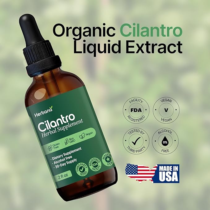 Cilantro Leaf 2 fl oz Liquid Extract - Organic Coriandrum Sativum Drops for Body Cleansing & Detox - Natural Calming Herbal Tincture Supplement for Nervous System