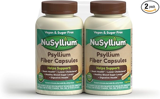 Psyllium Husk Capsules, Organic, USDA Sugar Free, Vegan, 175 Count, Keto-Friendly Dietary Fiber Supplement, Helps Promote Digestive Health* (2-Pack)
