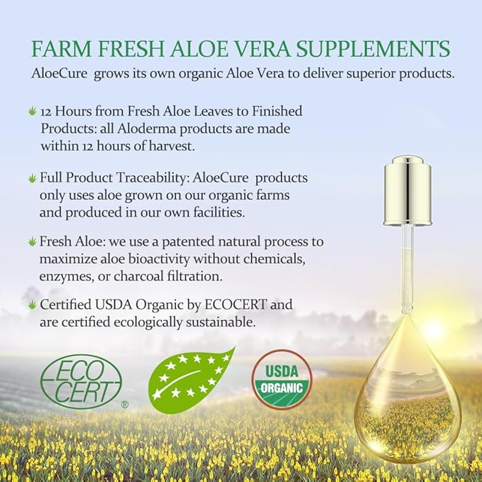 AloeCure Organic Aloe Vera Capsules, 160,000mg Inner Aloe Leaf Equivalent per Serving, Support Gut, Digestive, & Immune Health, Helps Maintain Balanced Stomach Acidity, Aloin Free, 60Caps x 2Btl