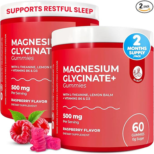 Dr. Moritz Magnesium Glycinate Gummies for Adults & Kids - with L-Theanine & Lemon Balm - Magnesium Gummies for Women & Men for Relaxation Support - No Sugar Added, Non-GMO (120 Count)