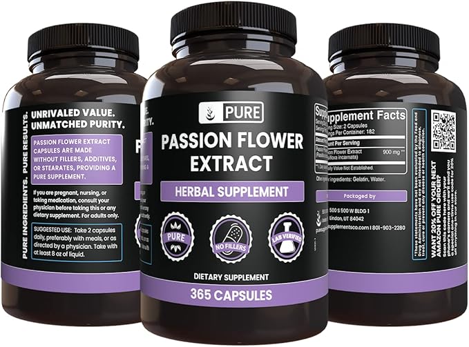 Pure Original Ingredients Passion Flower Extract (365 Capsules) No Magnesium Or Rice Fillers, Always Pure, Lab Verified
