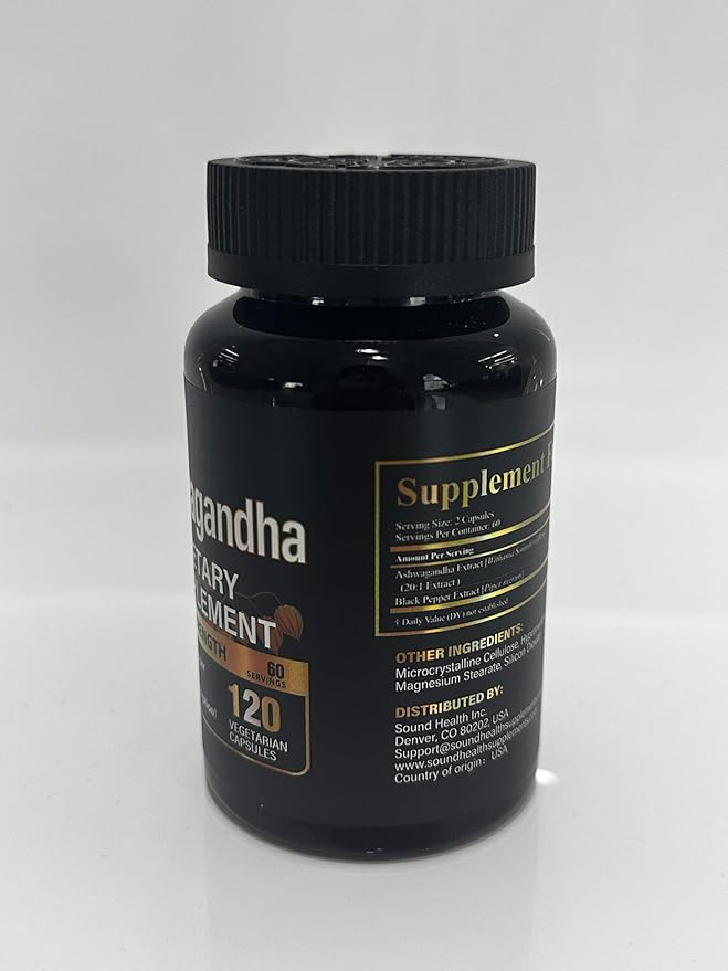 SoundHealth Organic Ashwagandha Capsules Supplement - 240 Capsules (120 Servings)