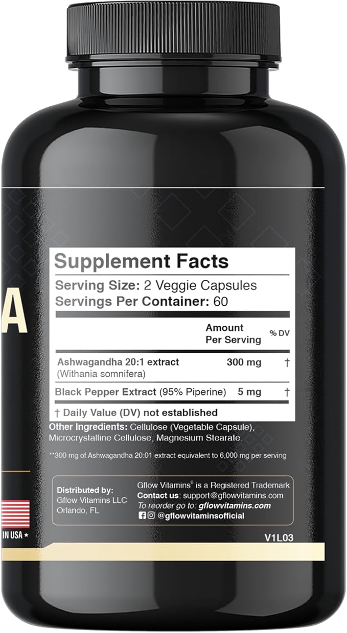 Ashwagandha Supplements - ashwagandha Powder Capsules Extra Strength with Black Pepper | Mood Support, Focus, Energy Support | Vegan Friendly, Non-GMO, USA Made - 6 Months Supply