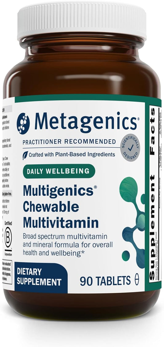 Metagenics Multigenics Chewable Multivitamin - Optimum Multiple Vitamin/Mineral Formula Orange-Flavored Chewable - 90 Servings