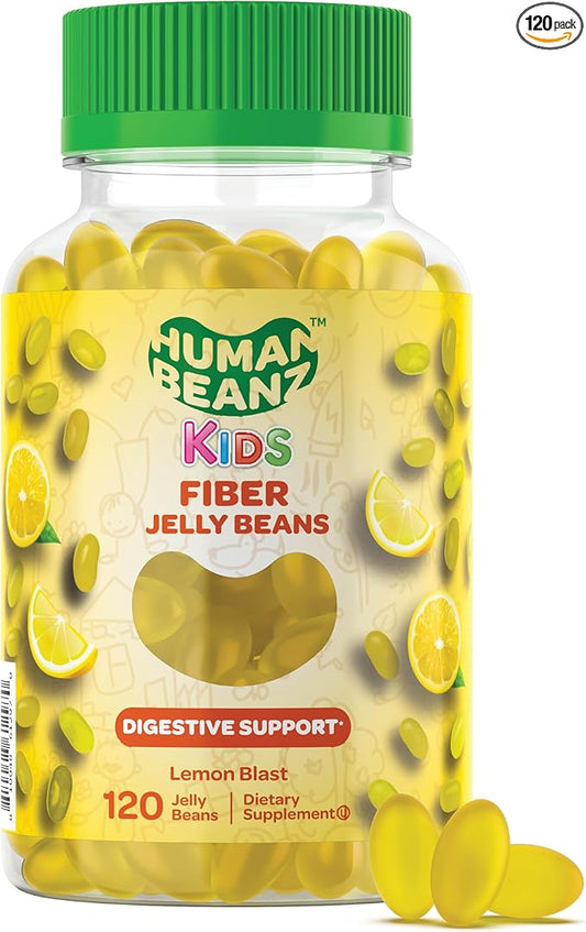 Fiber Jelly Bean Gummies for Kids, Fiber Supplements for Digestive Health, Vegetarian Fiber Gummy 120 Jellybeans