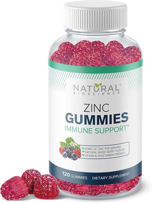 Zinc Gummies 50mg - High Potency Immune Support, Skin Health, Antioxidant, Daily Immunity Supplement for Adults, Vegan, Gluten-Free, Non-GMO, Chewable Zinc Citrate Gummies, 120 Gummies