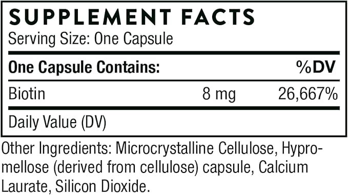 THORNE - Biotin - Vitamin B7 Supplement for Healthy Hair, Nails, Skin & Metabolism* - 60 Capsules