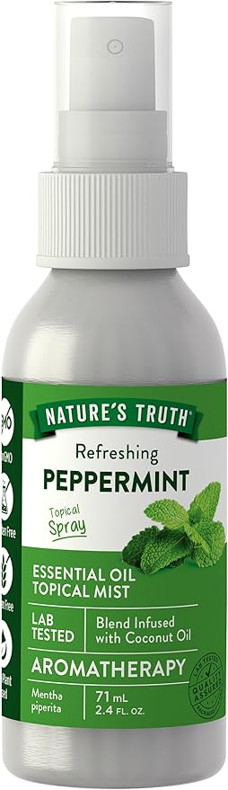 Nature's Truth Peppermint Essential Oil Spray | 2.4 Fluid Ounces | for Aromatherapy | Plant Based, Non-GMO & Gluten Free