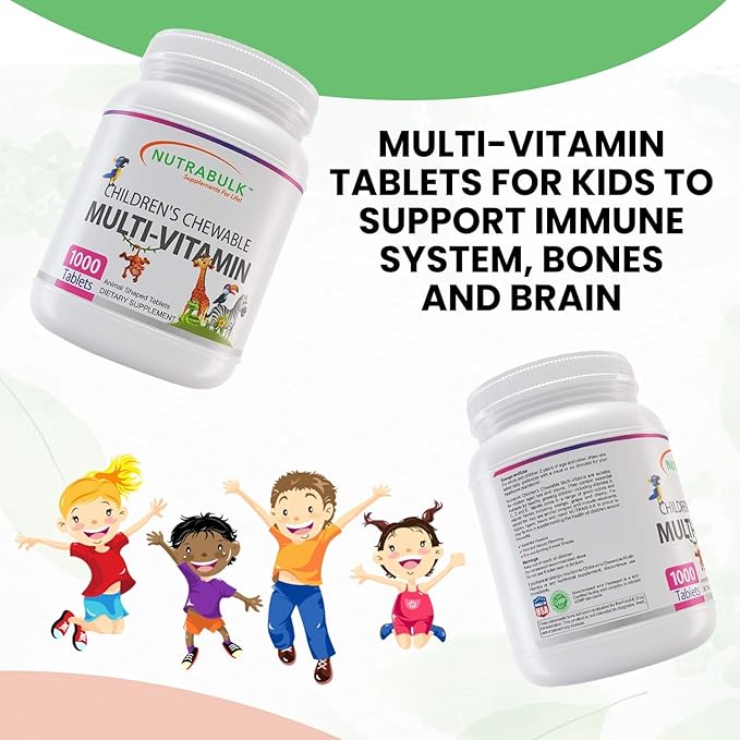 Children’s Chewable Multi-Vitamins - Promoting Kids' Overall Development - USA-Made, May Help to Support Immune, Bone, Brain & Overall Well Being- Vegan & Gluten Free - 12000 Cherry Tablets