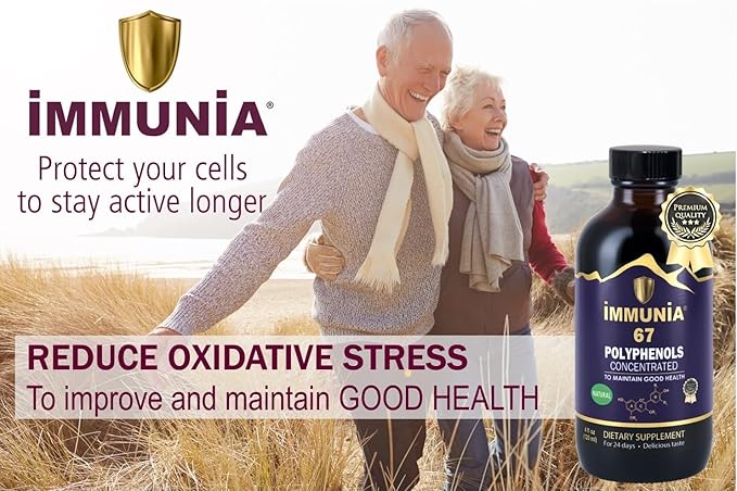Immunia 67 Polyphenols - Elderberry Concentrate & Antioxidant Fruits. Premium Antioxidant Supplement with 67 Polyphenols (Anthocyanins, Quercetin, Resveratrol, etc.) 24-Day Supply per Bottle (1-Pack)