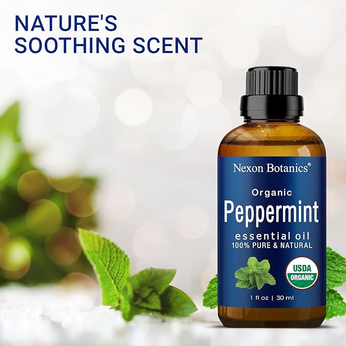 Organic Peppermint Essential Oil 30 ml - Pure, Natural Oils for Aromatherapy, Diffusers, DIY, Candle and Soap Making Scent - Nexon Botanics
