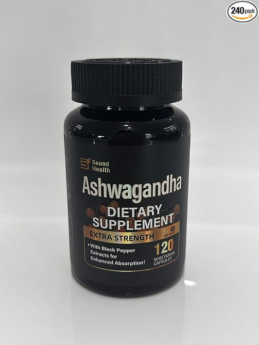 SoundHealth Organic Ashwagandha Capsules Supplement - 240 Capsules (120 Servings)
