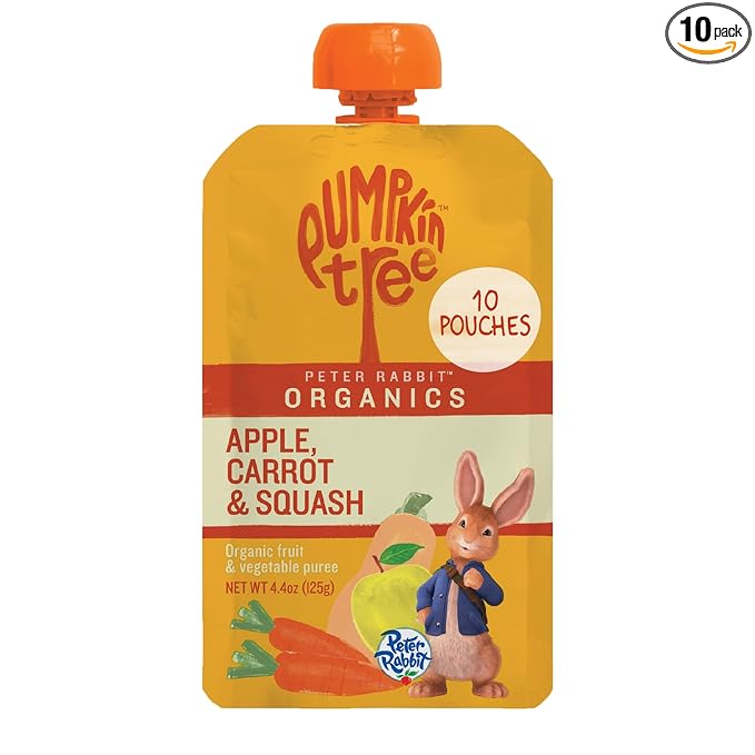 Pumpkin Tree Peter Rabbit Organics Apple, Carrot and Squash Puree, 4.4 Ounce (Pack of 10)