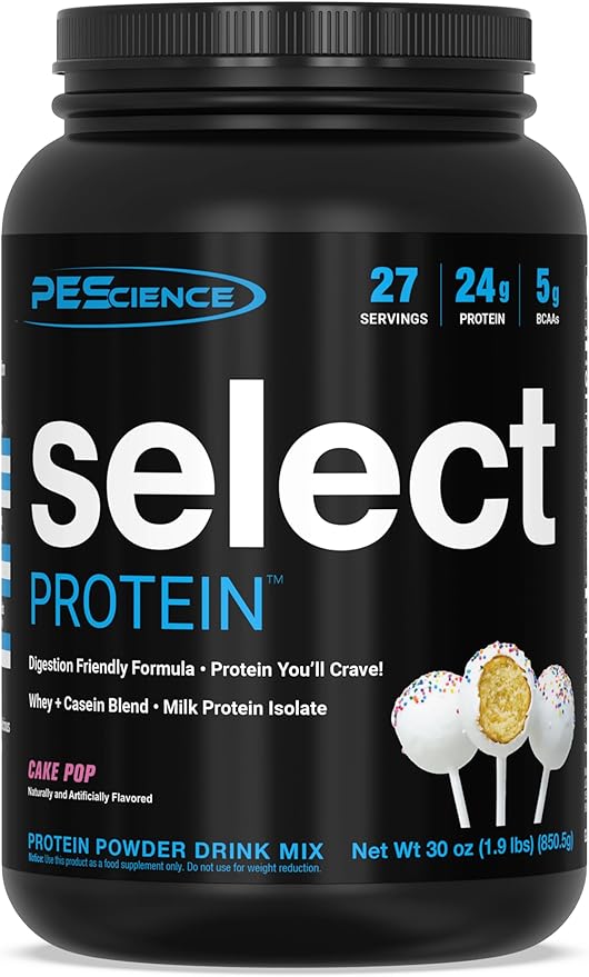 PEScience Select Protein Powder, Whey and Casein Blend, Clean Protein Powder for Women and Men, Low Calorie, Low Carb, Keto Friendly, Gluten Free - Cake Pop - 27 Servings