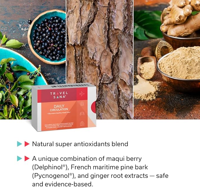 Daily Circulation | Super Antioxidants Supplement & Daily Circulatory Support | Maqui Berry (Delphinol), French Maritime Pine Bark (Pycnogenol), Ginger Root Extracts | 30 Servings