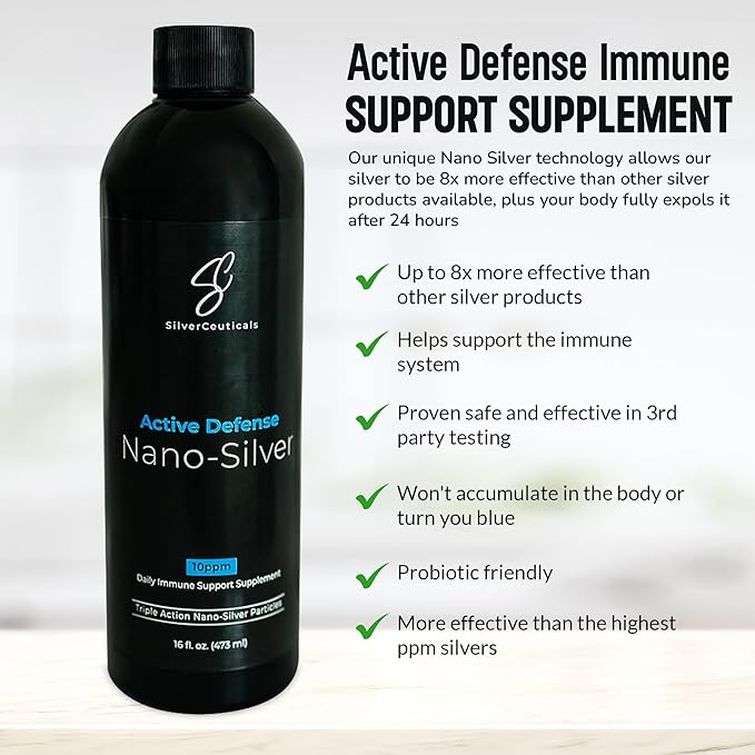 Colloidal Silver w/Nano Technology - 10ppm 8oz - 8X More Effective - Natural Immune Support - Save The Sick Days - Ages 5 & Up - Outperforms Higher PPM Silvers - No Taste & Smell - 3rd Party Tested
