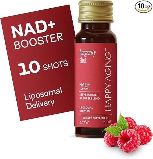 Liquid NAD+ | NMN Alternative | 10x More Absorption | Liposomal Nicotinamide Riboside and Resveratrol with Antioxidants | Twice-a-Week | Firm Skin & Brain Health| 10 Shots