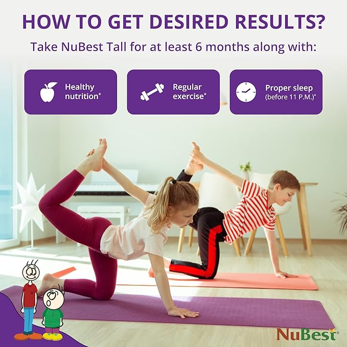 NuBest Tall, Bone Health Supplement - Grow Taller, Strength Increase Formula for Children (5+) & Teens Helps Maximum Bone Health with Calcium, Collagen & Herbs - 6 Pack