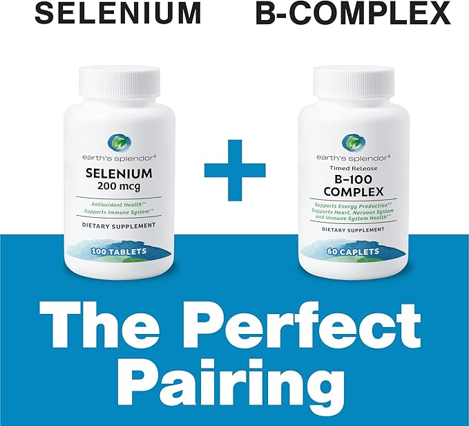 Earth's Splendor Selenium 200 mcg Supplement for Men & Women, Support Antioxidant Health and Immune System (100 Tablets, 3+ Month Supply)