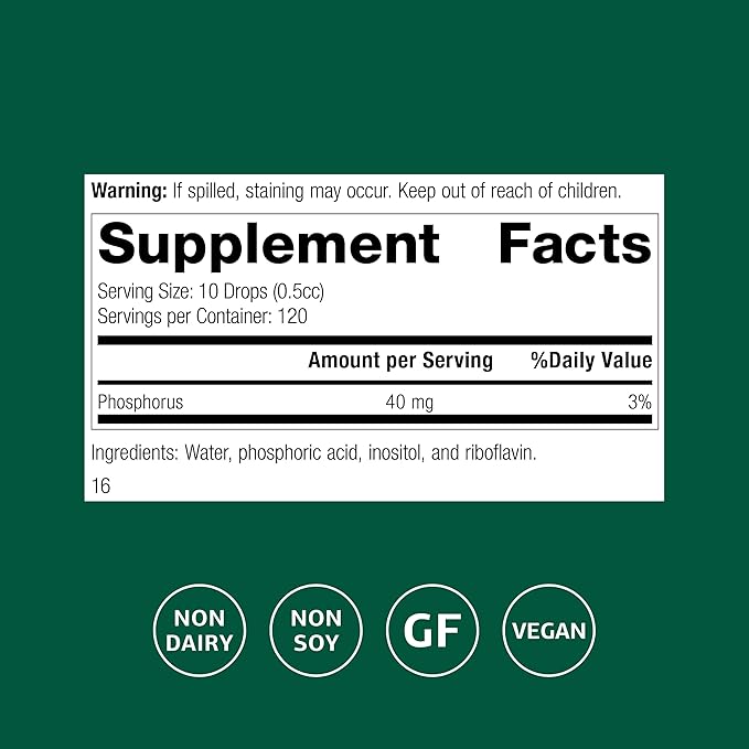 Standard Process Phosfood Liquid - Phosphorus Supplement for Nutritional Balance - Gluten-Free, Vegan & Non-Soy - 60 mL (2 fl oz)