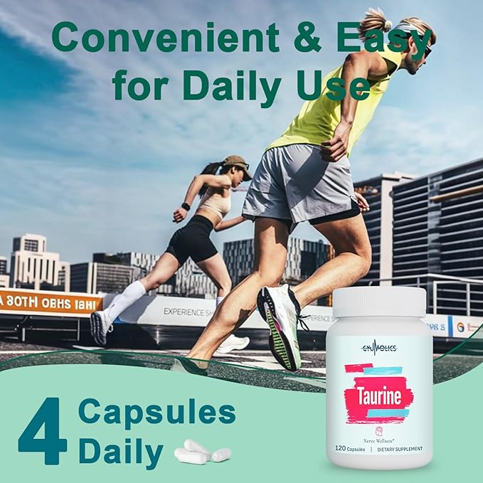 Taurine Supplement 2000mg - Amino Acid Supplement with L-Theanine, Inositol, B6 & B12 - Non-GMO, Gluten-Free, Vegetarian Capsules - 120 Taurine Capsules