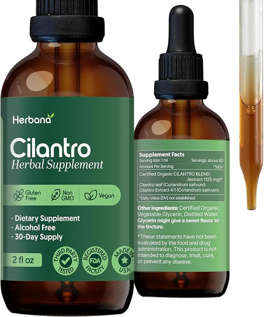 Cilantro Leaf 2 fl oz Liquid Extract - Organic Coriandrum Sativum Drops for Body Cleansing & Detox - Natural Calming Herbal Tincture Supplement for Nervous System