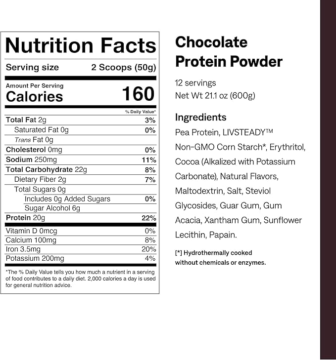 UCAN Energy + Plant Protein Powder - Vegan Plant Based Protein 20g Pea Protein with Amino Acids EAAs & BCCAs - Keto Protein Powder - No Added Sugar, Gluten-Free - Chocolate -12 Servings