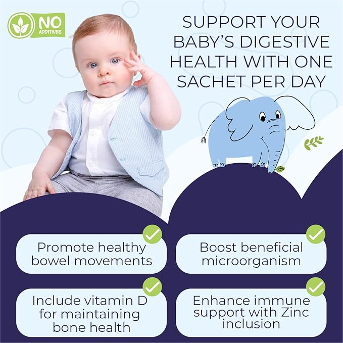 B Balance Probiotics Powder for Infants & Babies, Support Infant Gut Health, Easy-to-Take Powder, Age 3+ Months, Multi-Strain 4 Billion CFU, 60g (30 Packets) - 1 Month Supply