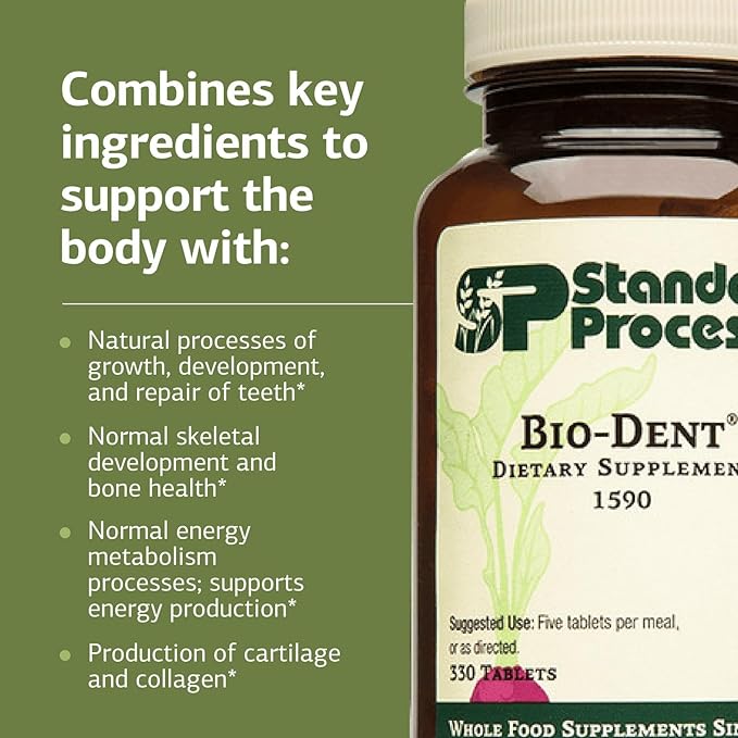 Standard Process Inc. Bio-Dent - Whole Food Supplement for Skin, Muscle, and Bone Health - Calcium, Licorice Root, Manganese, Phosphorus - 330 Tablets