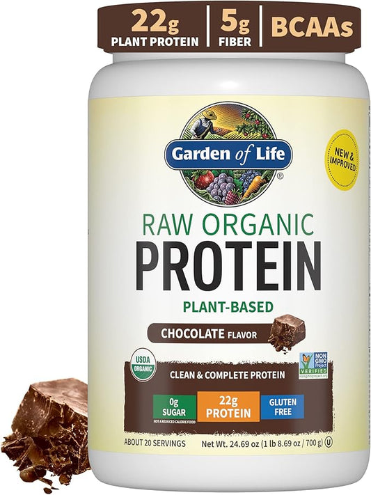 Garden of Life Protein Powder, Vegan Protein Powder, BCAA, Probiotics & Digestive Enzymes, Gluten & Lactose Free, Chocolate, 20 Servings