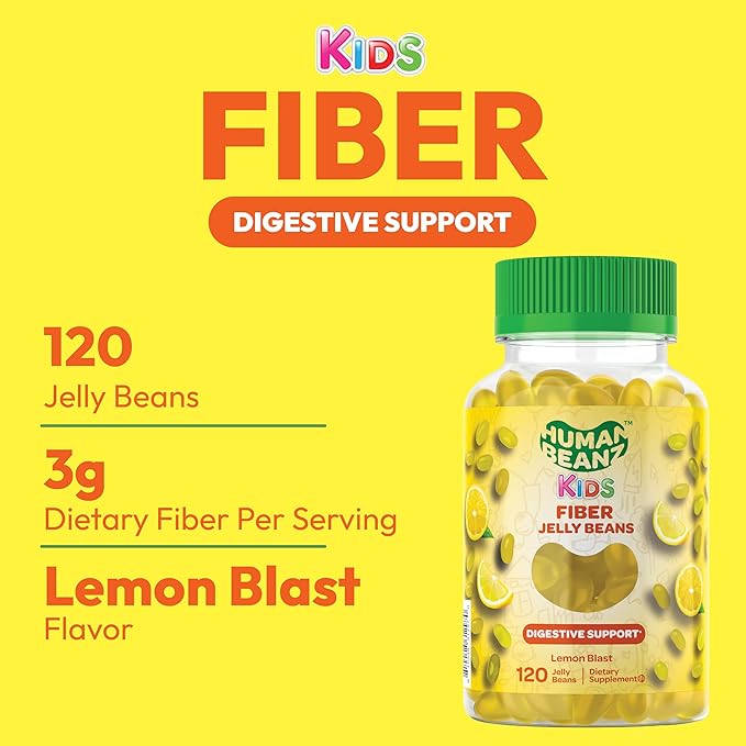 Fiber Jelly Bean Gummies for Kids, Fiber Supplements for Digestive Health, Vegetarian Fiber Gummy 120 Jellybeans