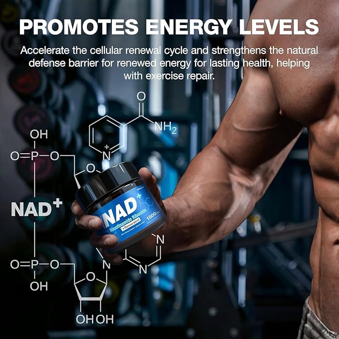NAD Supplement - NAD Nicotinamide Riboside Resveratrol, Liposomal NAD+ Supplement 1000mg for for Women & Men - Healthy Aging, Brain and Cellular Energy, Non-GMO, 80 Capsules