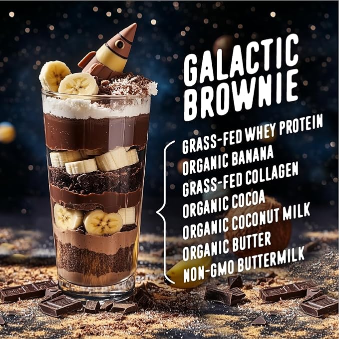 FlavCity All-in-One Protein Smoothie for Kids (Galactic Brownie) - Grass-Fed & Undenatured Whey Protein Powder with 15g Protein & 5g Collagen - Gluten-Free & Non-GMO - 15 Servings