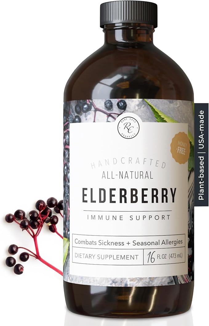 Rowe Casa Organics Elderberry Immune Support with Antioxidants, Zinc, and Vitamin C for Kids and Adults, Organic Elderberry Syrup for Immune Support, 16 Fl Oz