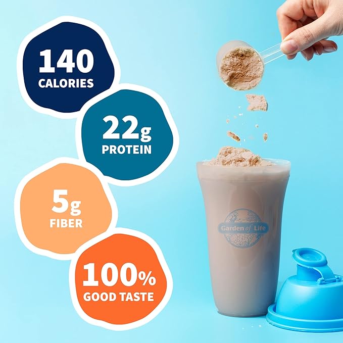 Garden of Life Protein Powder, Vegan Protein Powder, BCAA, Probiotics & Digestive Enzymes, Gluten & Lactose Free, Chocolate, 20 Servings