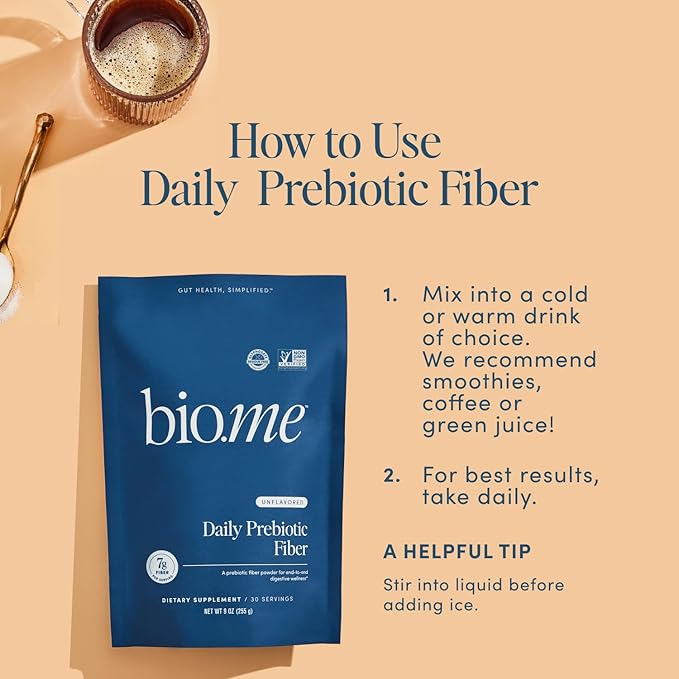 Daily Prebiotic Fiber - Fiber Supplement Powder for Digestive Health & Gut Health - Fiber Powder Unflavored Prebiotics, Non-GMO Dietary Fibre, Gluten & Sugar Free Soluble Fibre Supplements-30 Servings