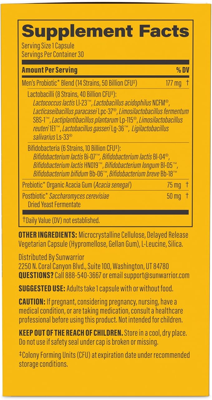 Probiotic 50 Billion CFU Probiotics Supplement Capsules 14 Strains + Prebiotics + Postbiotics for Men Gut Immune & Colon Health Energy & Endurance Support Soy-Free, Non-GMO, Clean Capsules 30 Servings