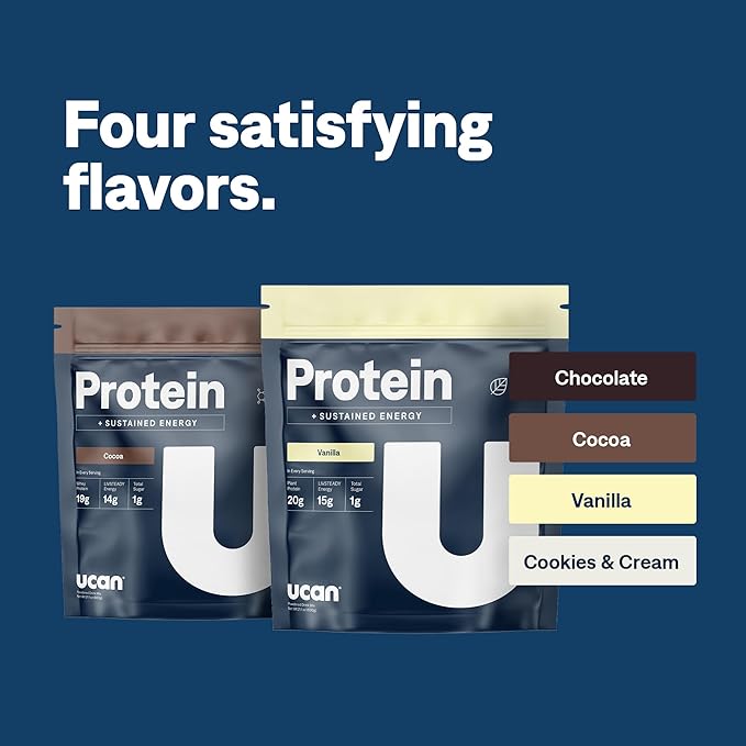 UCAN Energy + Whey Protein Powder - 19g Per Serving with Amino Acids EAAs & BCCAs - Keto, No Added Sugar, Gluten-Free - Cookies & Cream - 12 Servings