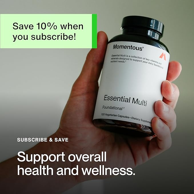 Momentous Essential Multivitamin for Women & Men - Complete Vitamin & Mineral Complex for Athletes & Wellness Enthusiasts - GMO- & Gluten-Free - NSF Certified for Sport - 30 Servings