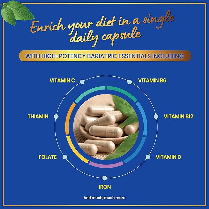 Bariatric Multivitamin with Iron - 45mg Iron Easy to Swallow, One a Day Bariatric Vitamins for Women and Men - Gastric Bypass, Gastric Sleeve Recovery Vitamin Multivitamins - 30 Caps