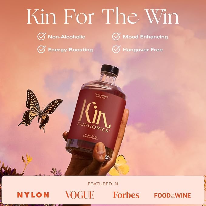 Kin Euphorics High Rhode Non-Alcoholic Aperitif | Elevate Your Social Hour | Adaptogens, Nootropics & Botanicals | Rhodiola Rosea, 5-HTP, GABA | Citrus, Bitters & Spices | 16.9 fl oz