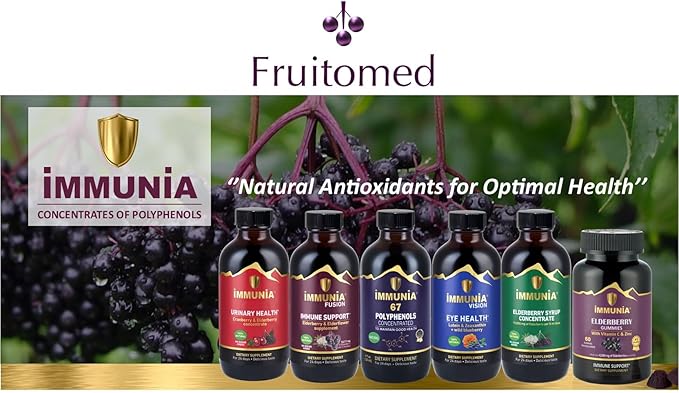 Immunia 67 Polyphenols - Elderberry Concentrate & Antioxidant Fruits. Premium Antioxidant Supplement with 67 Polyphenols (Anthocyanins, Quercetin, Resveratrol, etc.) 24-Day Supply per Bottle (1-Pack)