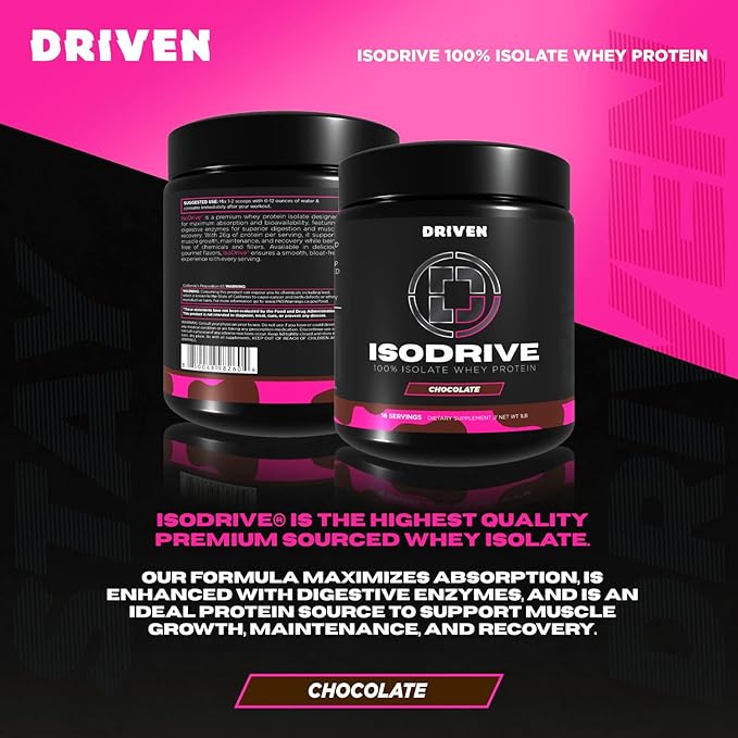 Driven Nutrition ISODRIVE Premium Whey Isolate (1lb, Chocolate)