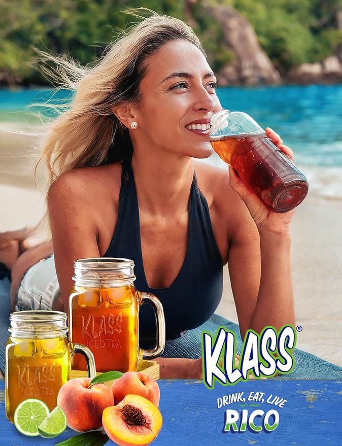 Klass Iced Tea Drink Mix - Sugar Free Variety Pack - Peach & Lime Black Tea On-The-Go! (44 Count Powder Stick Packs) 5 Calories Per Packet