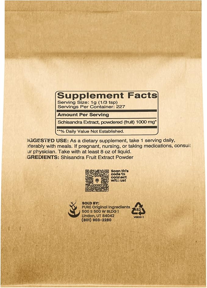 Pure Original Ingredients Schisandra Extract Powder (8 oz), Non-GMO, Gluten-Free, Five-Flavor-Fruit, Traditional Herb