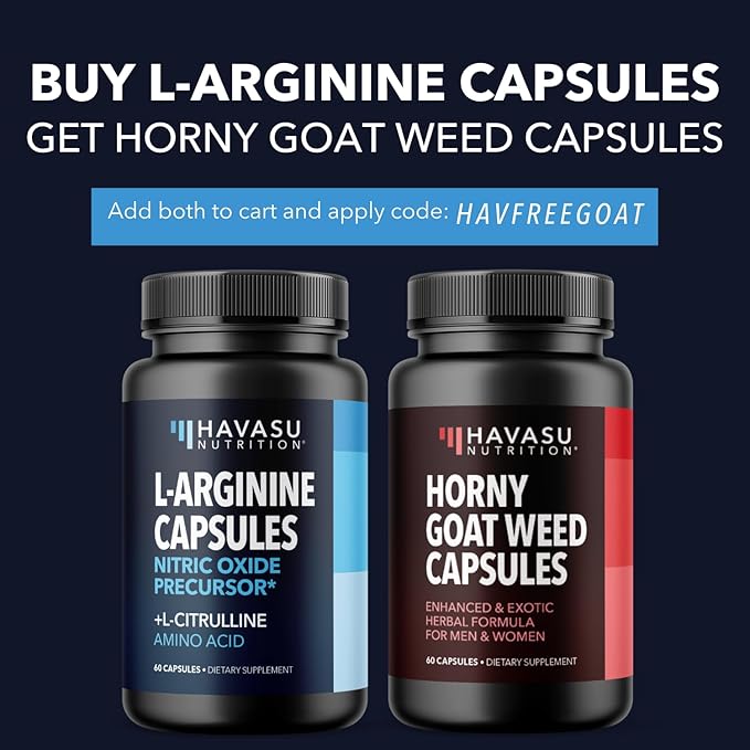 L-Arginine Capsules with L-Citrulline - Nitric Oxide Supplement - L Arginine and L Citrulline Blend - 60 Count - Vegan, Non-GMO Capsules for Performance, Endurance and Muscle Support - 1 Month Supply