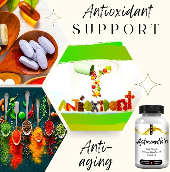 Triple Strength AstaQuil™ Astaxanthin 12mg High Bioavailability Formula, 60 Softgels Organic Coconut Oil for Enhanced Absorption. Powerful Antioxidant for Eye, Joint & Heart Health